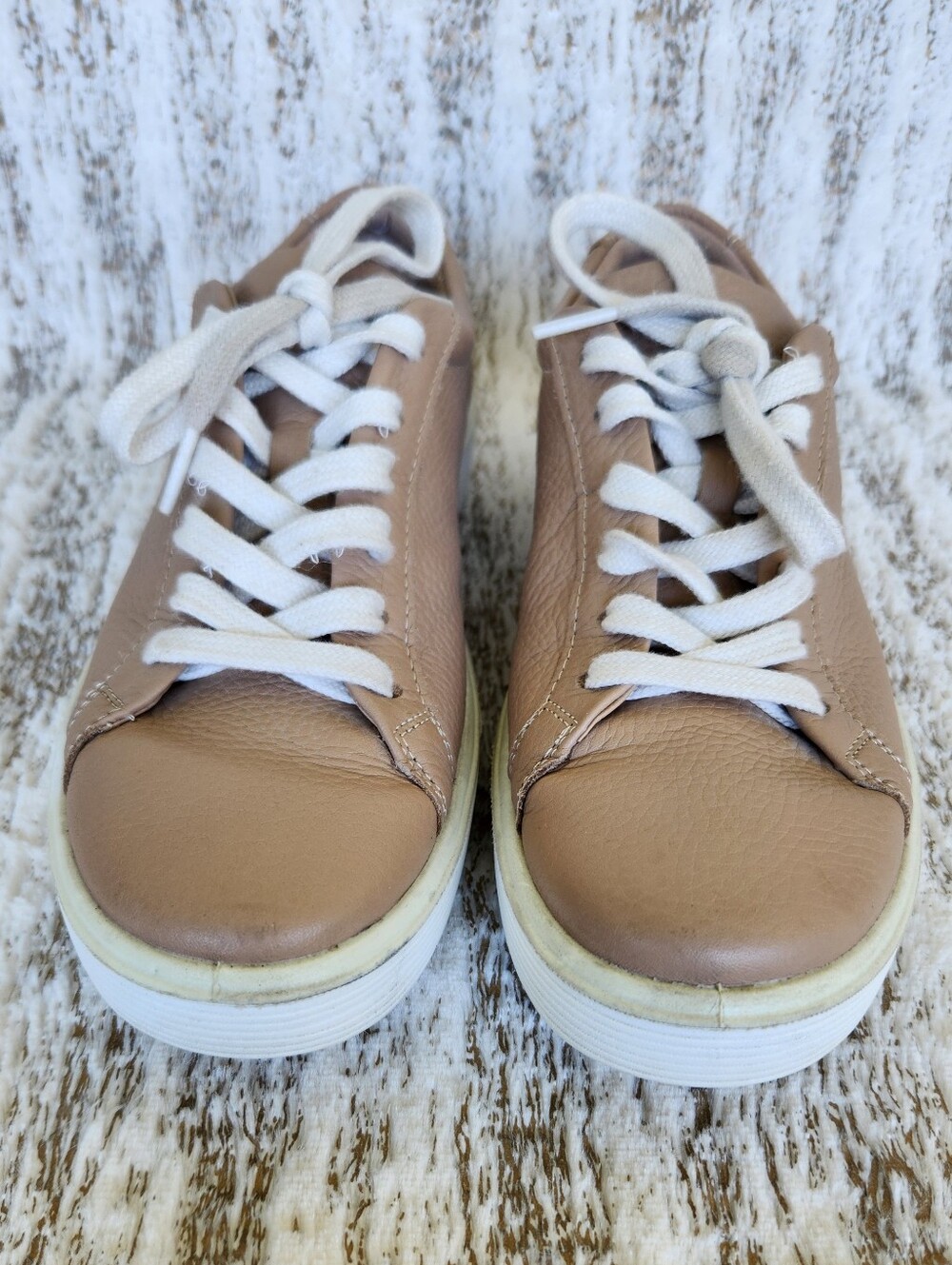 Ecco "Soft 60" Leather Sneakers Nude Tan Low Lace-up | Women's Size US 8 / 39 - Picture 3 of 12